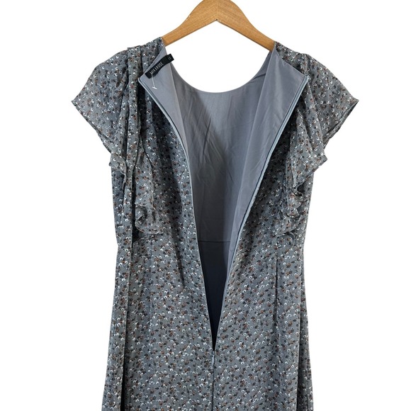 Mikarose Women's Dress Faded Blue Floral Tie Ruffles Sleeves Spring Midi Size XS - Picture 6 of 11